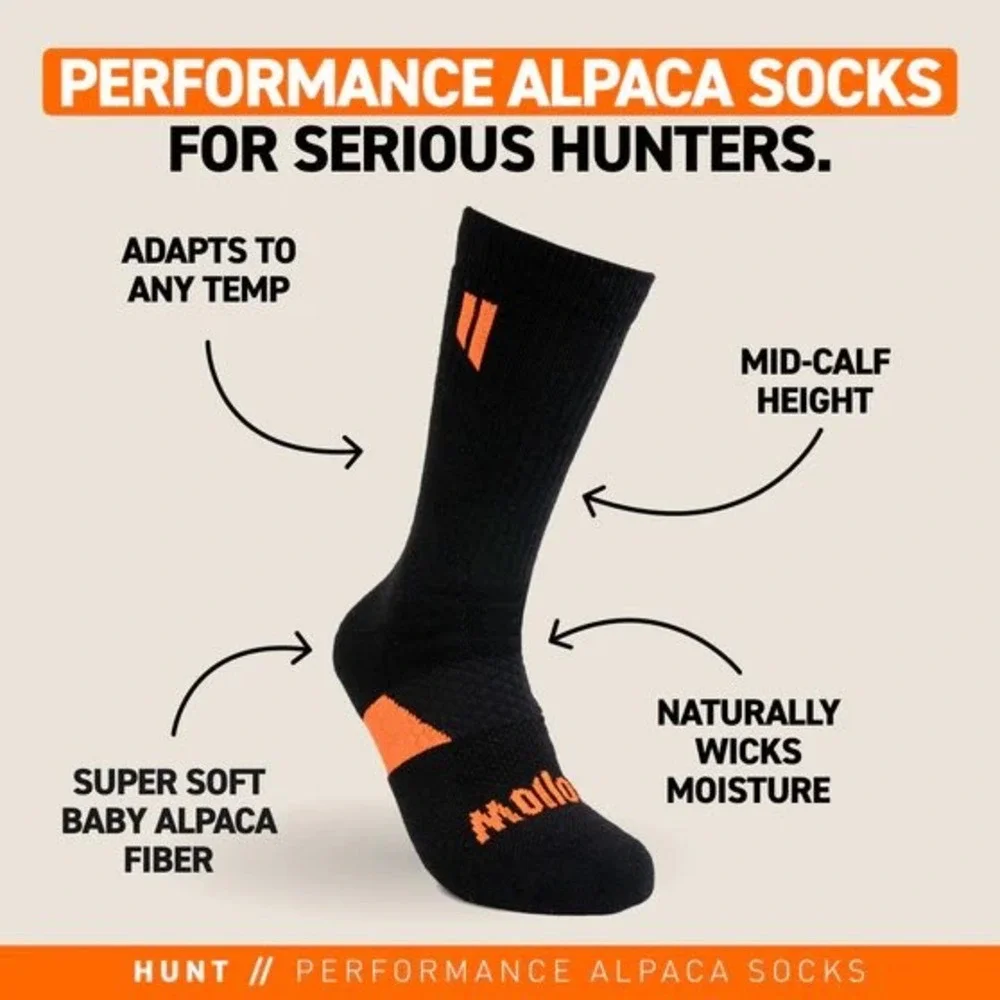 Hollow Hunt Alpaca Socks Over The Calf Height‎ Black Orange Large New With Tags